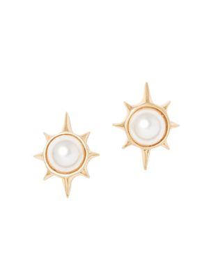 Sole Society 12k Goldtone & Faux Pearl Starburst Stud Earrings
