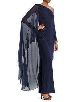 Lauren Ralph Lauren Georgette Cape Overlay Floor-length Gown
