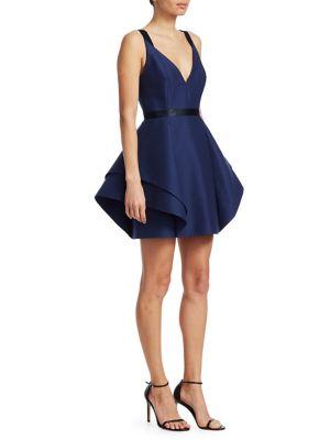 Halston Heritage Sleeveless Flounce Skirt Dress