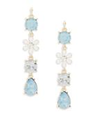 Design Lab Lord & Taylor Crystal And Flower Linear Drop Earrings