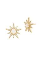 Lord & Taylor 14k Yellow Gold, Opal & White Topaz Star Stud Earrings