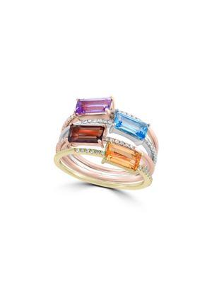 Effy Mosaic 14k Tritone Stacked Multi-stone Ring