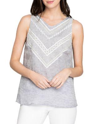 Nic+zoe Sandy Sequin Linen Top