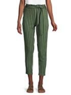 Pink Dot Striped Paperbag Cropped Pants