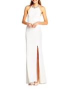 Adrianna Papell Embellished Halterneck Mermaid Gown