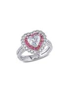 Sonatina 14k White Gold, Diamond & Pink Sapphire Double Halo Ring