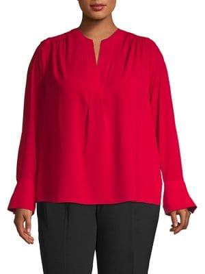 Calvin Klein Plus Shirred Long-sleeve Top