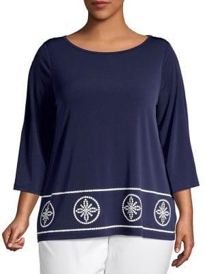 Michael Michael Kors Plus Studded Border Boatneck Top