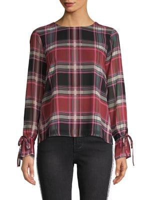 Vero Moda Plaid Tie-sleeve Top