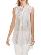 Vince Camuto Mystic Blooms Textured Henley Tunic