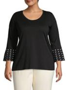 Michael Michael Kors Plus Floral Cuff Cotton Blend Top
