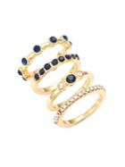 Design Lab Four-piece Goldplated Sterling Silver Mixed-stone Ring Set