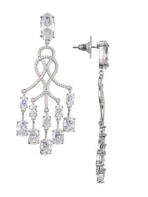 Nina E-evamarie Silvertone Cz Pave Chandelier Earrings