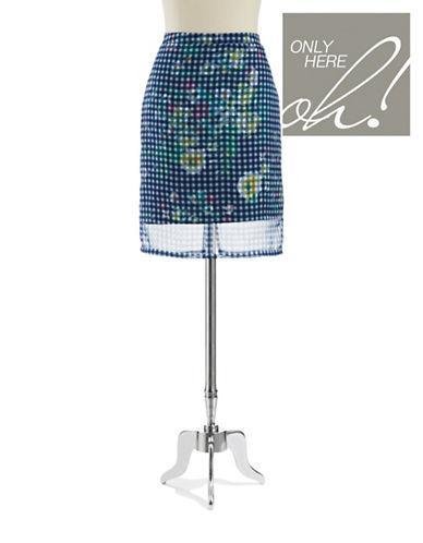 Lord & Taylor Petite Checkered And Floral Skirt