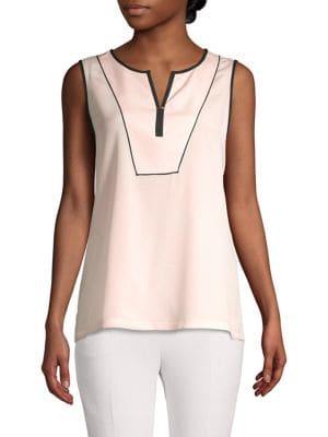 Calvin Klein Split Neck Sleeveless Top