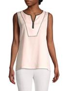 Calvin Klein Split Neck Sleeveless Top