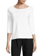 Eileen Fisher Petite Three-quarter Sleeve Organic Cotton Top