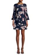 Eliza J Floral Bell-sleeve Dress