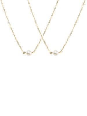 Dogeared Mom 2-piece 5.5 Mm And 6 Mm Fresh Water Pearl Necklace Set