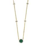 Effy Diamonds, Emerald And 14k Yellow Gold Circle Pendant Necklace