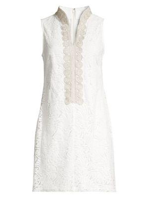 Eliza J Highneck Embroidered Lace Mini Shift Dress