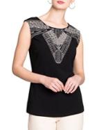 Nic+zoe Embroidered Cutout Top