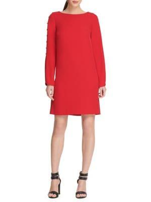 Donna Karan Button Sleeve Shift Dress