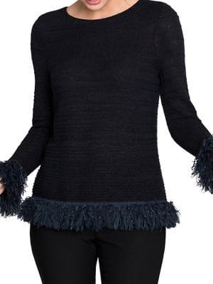 Nic+zoe Plus Night Falls Fringe Top