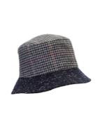 Giovannio Houndstooth Plaid Wool Twill Bucket Hat