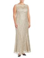 Xscape ??leeveless Embellished Lace Column Gown