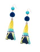 Robert Rose Pompom And Fringe Accented Drop Earrings