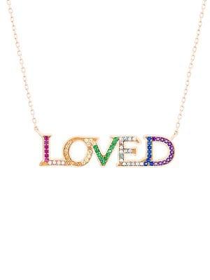 Lord & Taylor Rose Goldplated Sterling Silver And Rainbow Cubic Zirconia Loved Necklace