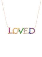 Lord & Taylor Rose Goldplated Sterling Silver And Rainbow Cubic Zirconia Loved Necklace