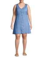 Vero Moda Curve Plus Mia Chambray Button-front Dress