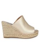 Karl Lagerfeld Paris Carina Leather Espadrille Wedge Mules