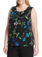 Calvin Klein Plus Plus Printed Pleat Neck Top