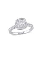 Sonatina 14k White Gold And 1 Tcw Diamond Double Halo Vintage Engagement Ring