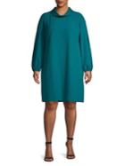 Tahari Arthur S. Levine Plus Mockneck Balloon-sleeve Dress