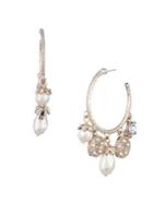 Marchesa Charm Goldtone, Faux Pearl & Crystal Drop Earrings