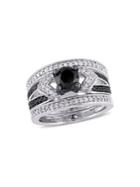 Sonatina 3-piece Black & White Diamond Sterling Silver Bridal Ring Set