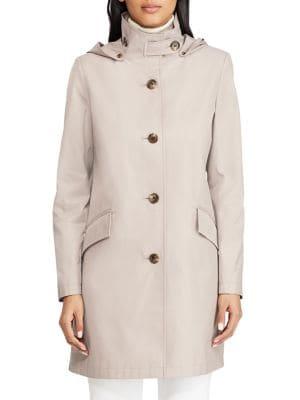 Lauren Ralph Lauren Plus Hooded Cotton Blend Coat