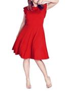 City Chic Plus Frilled Crewneck Knee-length Dress