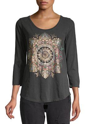 Lucky Brand Metallic Three-quarter Sleeve Top