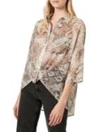 French Connection Oversized Snake-print Tie-hem Shirt