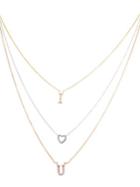 Lord & Taylor Cubic Zirconia And Sterling Silver Layered Charm Necklace