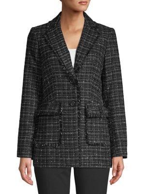 Karl Lagerfeld Paris Grid Tweed Jacket