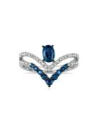 Marco Moore 14k White Gold, Blue Sapphire & 0.18 Tcw Diamond Ring