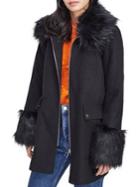 Miss Selfridge Faux Fur-trimmed Coat