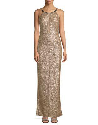 Aidan By Aidan Mattox Sequined Column Gown