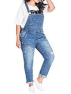 City Chic Plus Distressed Cotton Denim Overall